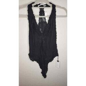 ASTR The Label - Black Lace Bodysuit w T-Back - NWT - XL